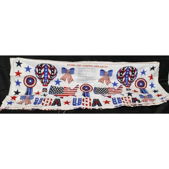 USA Stars and Stripes Applique Panel 44 x 17.5 in Fabric VIP Print Cranston - Picture 1 of 11